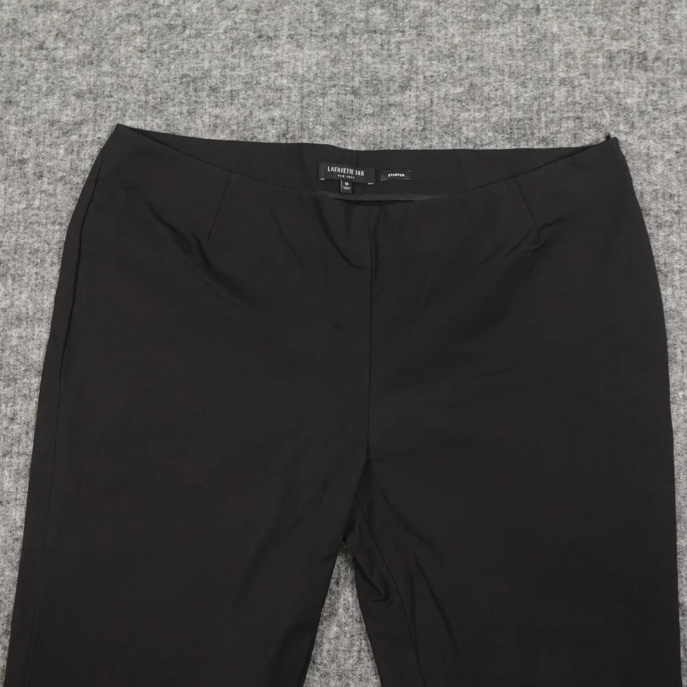 Lafayette 148 Stanton Pants Womens 16 Black Slim Tapered Stretch Cotton‎